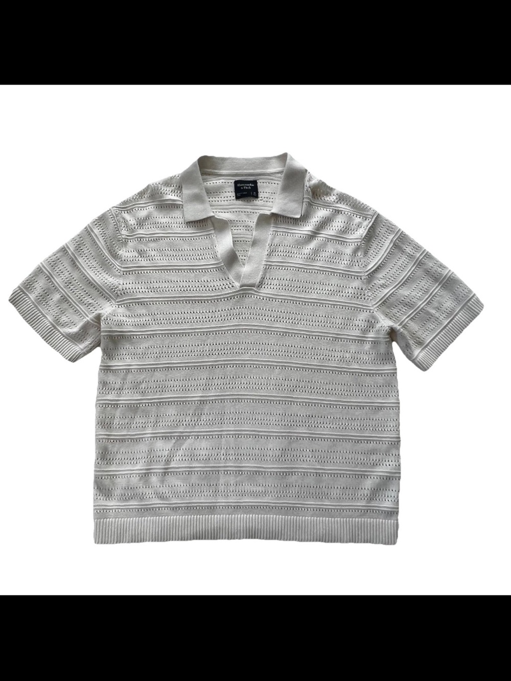 Abercrombie & Fitch Open Knit Short Sleeve Polo Shirt Mens XL Camp Collar Resort